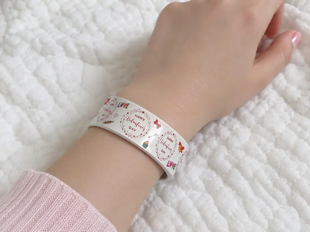 Slap Band Slap Bracelet Vinyl Coated Happy Valentine's Day